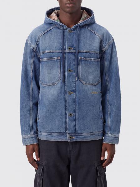 Off-White Cotton Denim Hooded Jacket with Patch Pockets