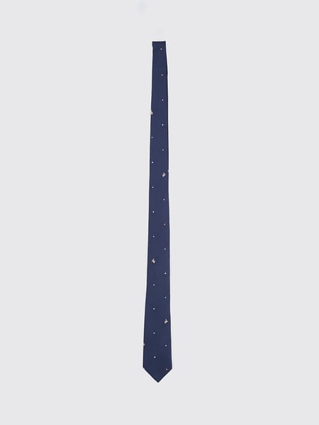 Paul Smith Pure Silk Tie with Embroidered Polka Dots and Logo Loop