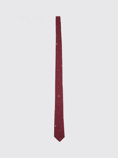 Paul Smith Pure Silk Tie with Embroidered Polka Dots and Logo Loop