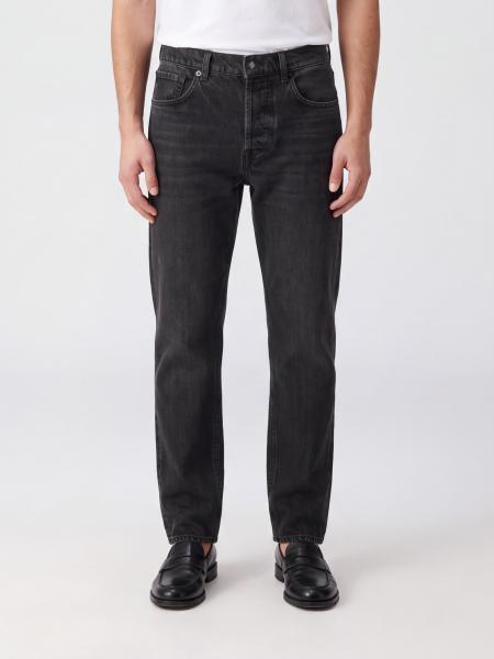 Amish Jeremiah Mid-Rise Slim Fit Jeans in Black Cotton Denim
