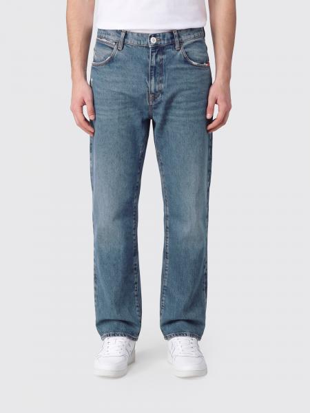 Amish James Mid-Rise Straight Leg Jeans in Blue Cotton Denim