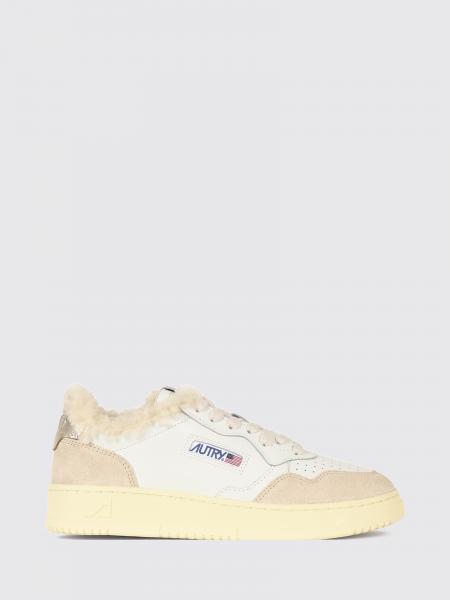 Autry Medalist Low Leather Sneakers with Shearling Lining and Suede Details