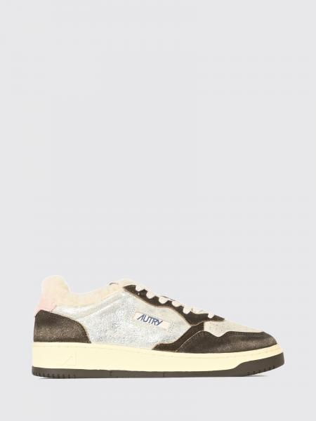 Autry Medalist Low Leather Sneakers with Shearling Lining and Suede Details