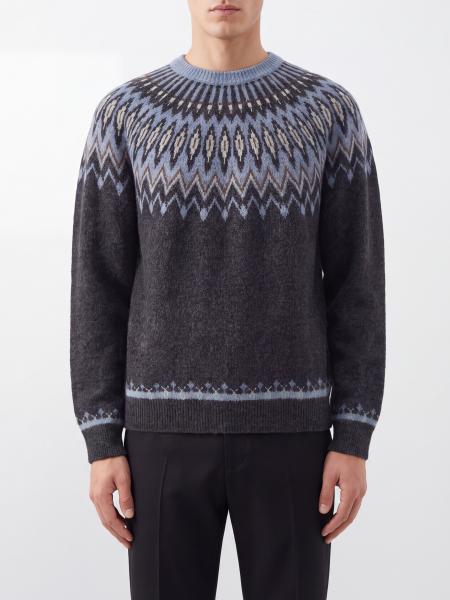 Roberto Collina Ethnic Pattern Crew-Neck Jumper in a Wool and Alpaca Blend