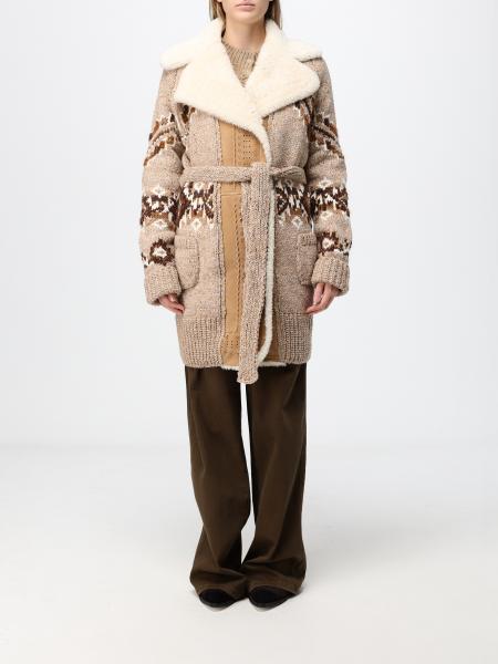 Ermanno Scervino Jacquard Alpaca Wool Cardigan with Shearling Collar