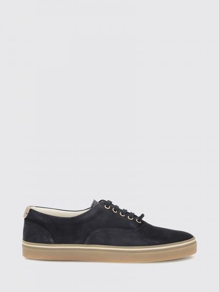 Brunello Cucinelli Low Top Calfskin and Suede Sneakers with Laminated Logo