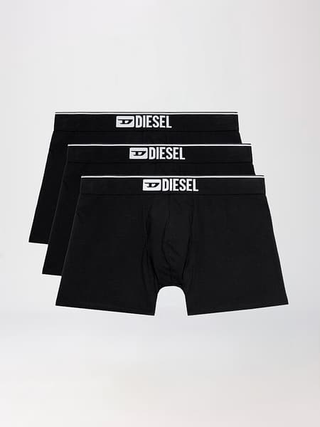 Set of Three Stretch Cotton Briefs Diesel with Logo-Emblazoned Elastic Waistband