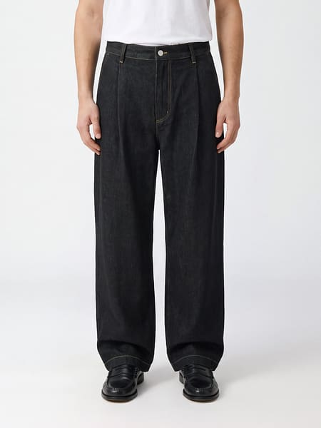 Puch Wide-Leg Pleated Jeans Studio Nicholson in Cotton Denim