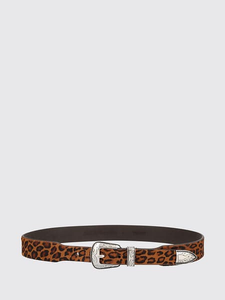 Amish Animal-Print Suede Leather Belt with Buckle