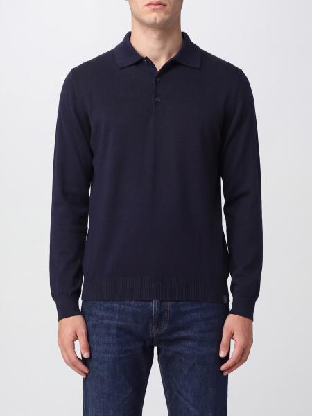Long-Sleeved Wool Knit Polo Shirt Fay with Three-Button Placket