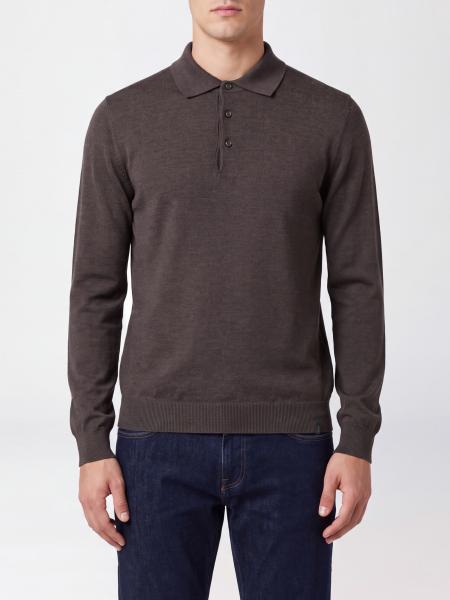 Long-Sleeved Wool Knit Polo Shirt Fay with Three-Button Placket