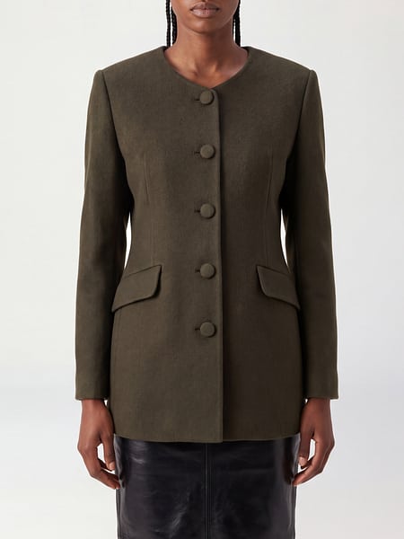 Lisa Yang Single-Breasted Wool and Cashmere Blend Short Crew Neck Blazer