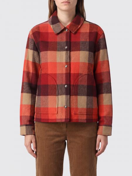Filson Single-Breasted Check Wool Short Coat with Classic Collar