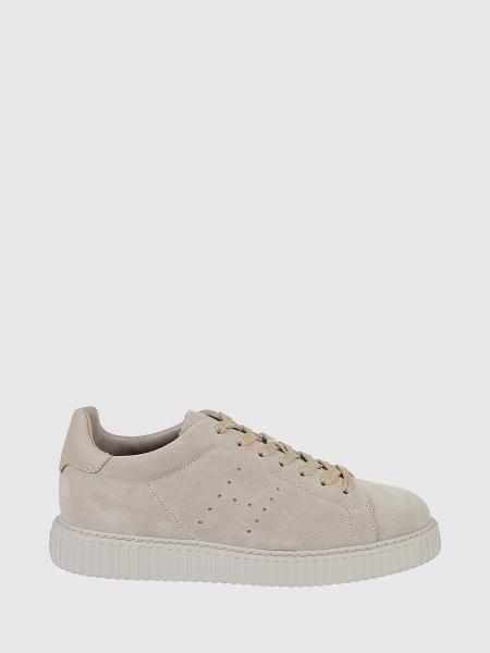 H677 Leather and Suede Low-Top Sneakers Hogan with Perforated H Logo