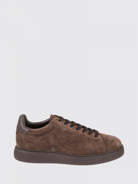 H677 Leather and Suede Low-Top Sneakers Hogan with Perforated H Logo