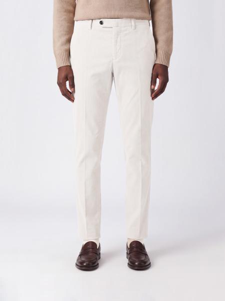 Pantaloni chino PT Torino slim fit in velluto con chiusura decentrata