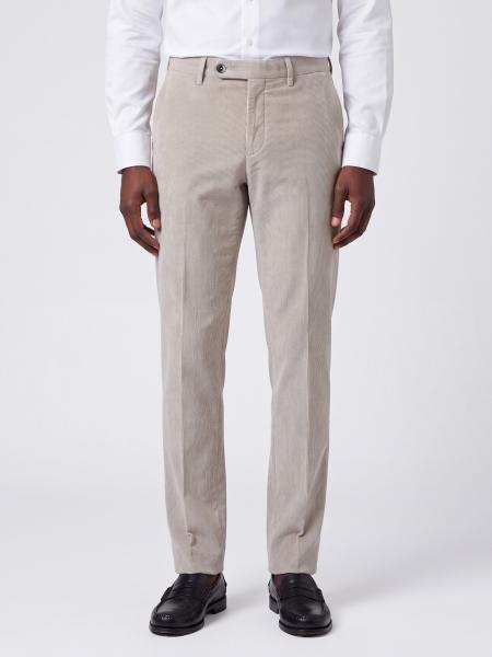 PT Torino Slim Fit Velvet Chino Trousers with Off-Centre Closure