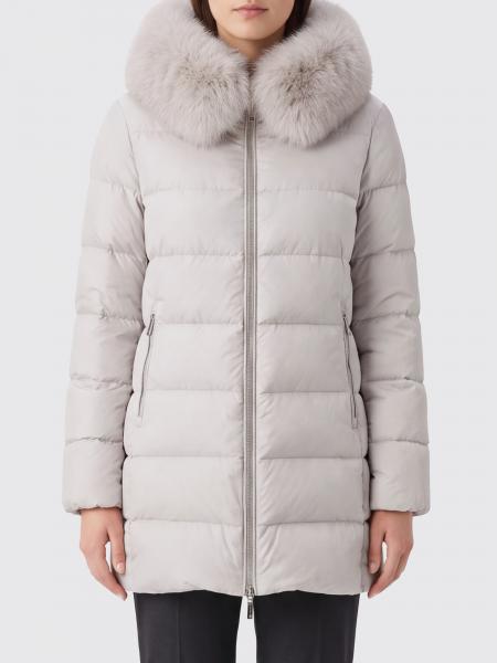 Moorer Knee-Length Water-Repellent Quilted Nylon Down Jacket with Fur Collar
