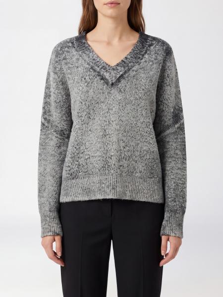 V-Neck Cotton Sweater Avant Toi with Abstract Print and Dropped Shoulders