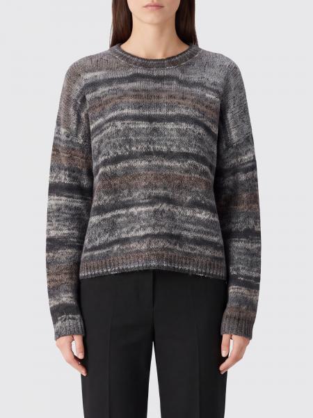 Striped Crewneck Jumper Roberto Collina in Alpaca Wool with Dropped Shoulders