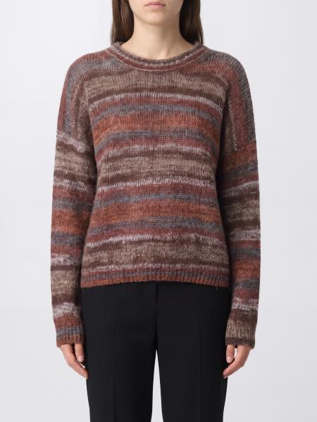 Striped Crewneck Jumper Roberto Collina in Alpaca Wool with Dropped Shoulders