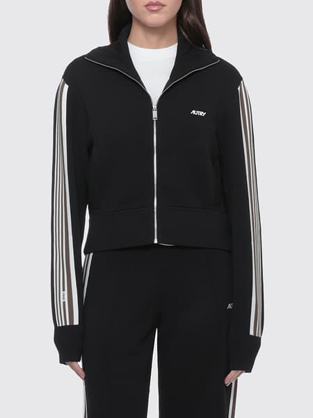 Slim Fit Zip-Up Sweatshirt Autry in Technical Jersey with High Neck