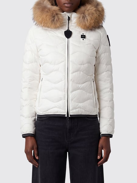 Blauer Water-Repellent Hooded Short Down Jacket with Logo Patch