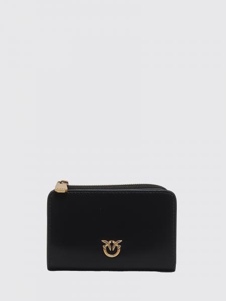Pinko Smooth Calfskin Bifold Wallet with Love Birds Logo