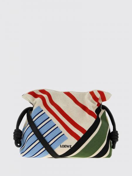 Pochette Flamenco Loewe en toile de coton jacquard à rayures avec nœud