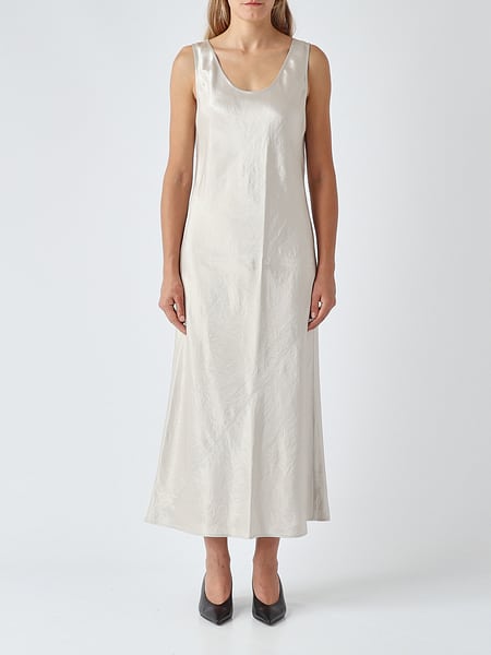 MM MAX MARA U形领缎面中长款吊带连衣裙