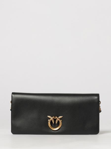 PINKO Love Bag Click Soft Horizontal Classic スムースレザー クラッチバッグ Love Birdsロゴ付き