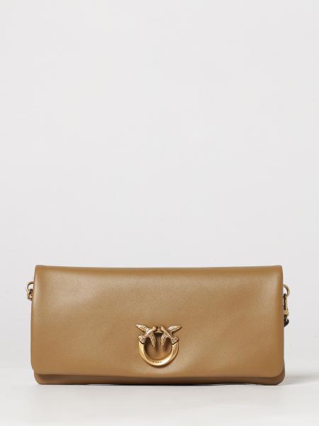 PINKO Love Bag Click Soft Horizontal Classic スムースレザー クラッチバッグ Love Birdsロゴ付き