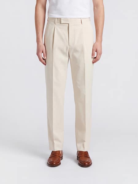 Zegna Slim Fit Pleated Cotton and Cashmere Tailored Trousers