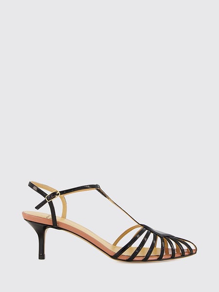 T-Strap Patent Leather Sandals Francesco Russo with a Mid Stiletto Heel