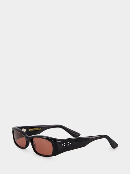 Port Tanger Leila Rectangular Black Acetate Sunglasses with Coloured Lenses