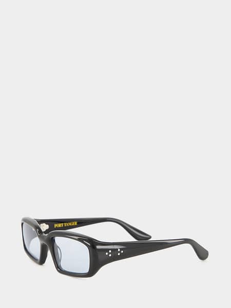 Port Tanger Mektoub Rectangular Black Acetate Sunglasses