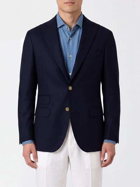 Boglioli Single-Breasted Two-Button Blazer in 100% Virgin Wool with Flap Pockets