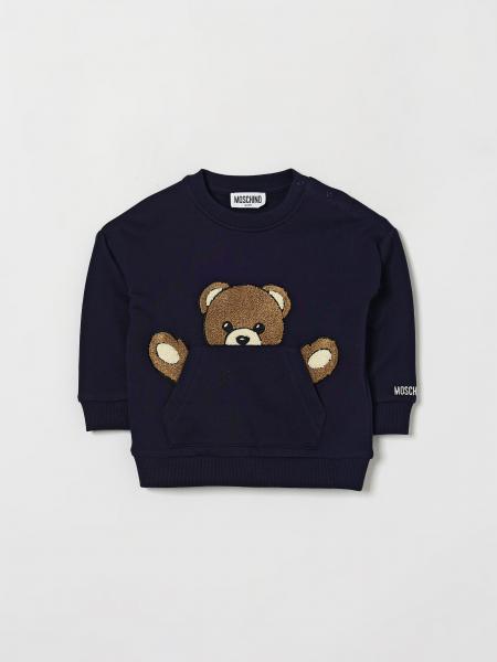 Moschino Boy's Cotton Crewneck Sweatshirt with Teddy Bear Logo Print