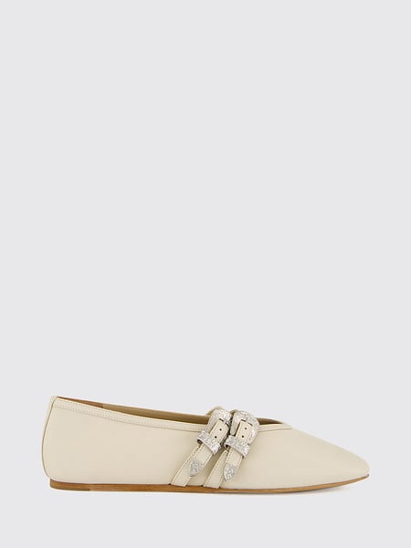 Le Monde Beryl Lamb Leather Mary Jane Flats with Double Strap