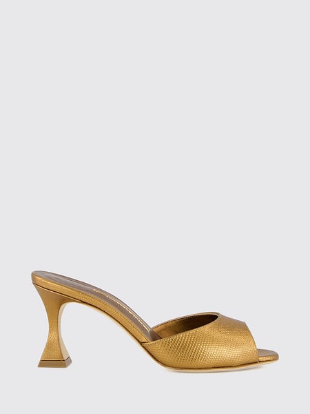Manolo Blahnik Jadaron Lizard-Effect Leather Mules with Spool Heel