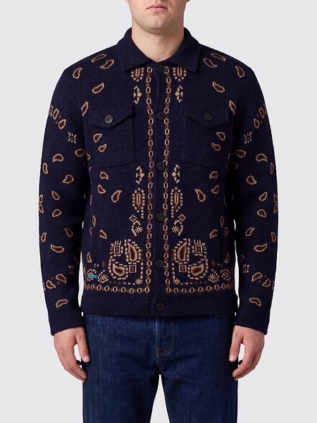 Paisley Wool and Cashmere Blend Polo Cardigan Alanui with Pockets