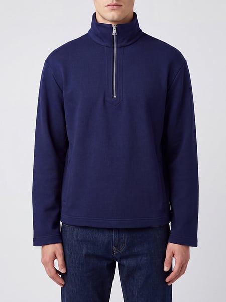 Cotton Turtleneck Jumper Commas with Half-Zip and Dropped Shoulders