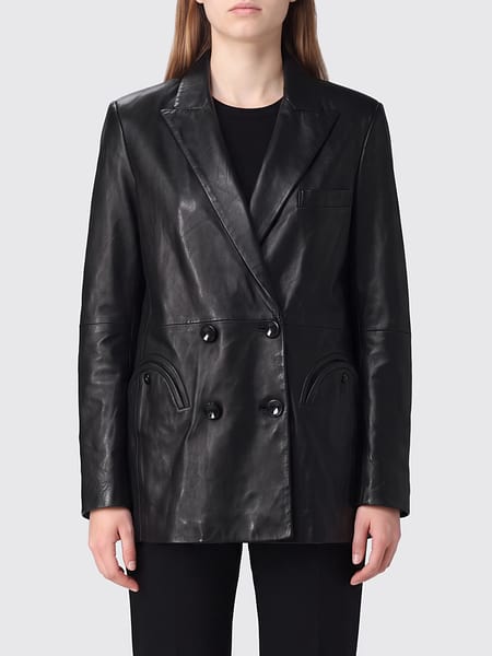 Double-Breasted Cropped Leather Blazer Blazé Milano in Sheepskin