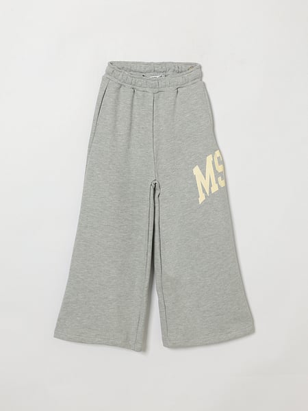 Pantalon de jogging large MSGM Kids pour garçon en jersey noir avec logo imprimé