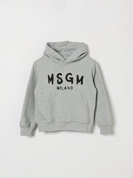 Sweat à capuche color-block MSGM Kids pour garçon en coton avec logo contrastant