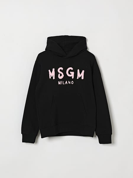 Sweat à capuche color-block MSGM Kids pour garçon en coton avec logo contrastant