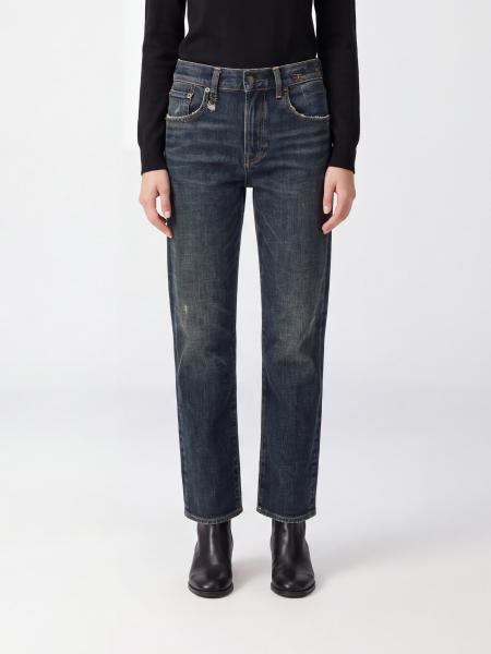 Mid-Rise Straight Five-Pocket Jeans R13 in Cotton Denim
