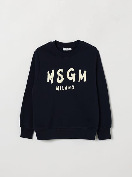 Sweat ras-du-cou color-block MSGM Kids pour garçon en coton avec logo contrastant
