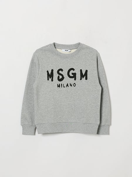 Sweat ras-du-cou color-block MSGM Kids pour garçon en coton avec logo contrastant