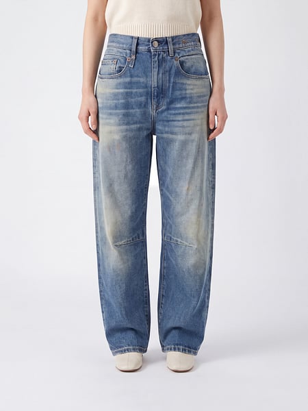 Mid-Rise Baggy Five-Pocket Jeans R13 in Cotton Denim